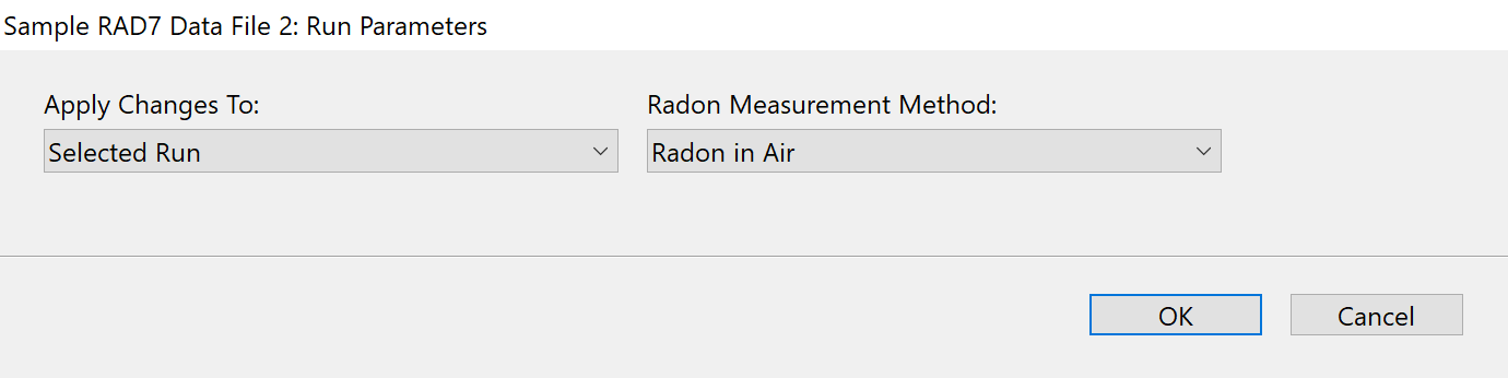 Run Window Parameters Setting Test Parameters